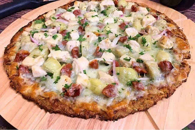 Artichoke Chicken Pizza.